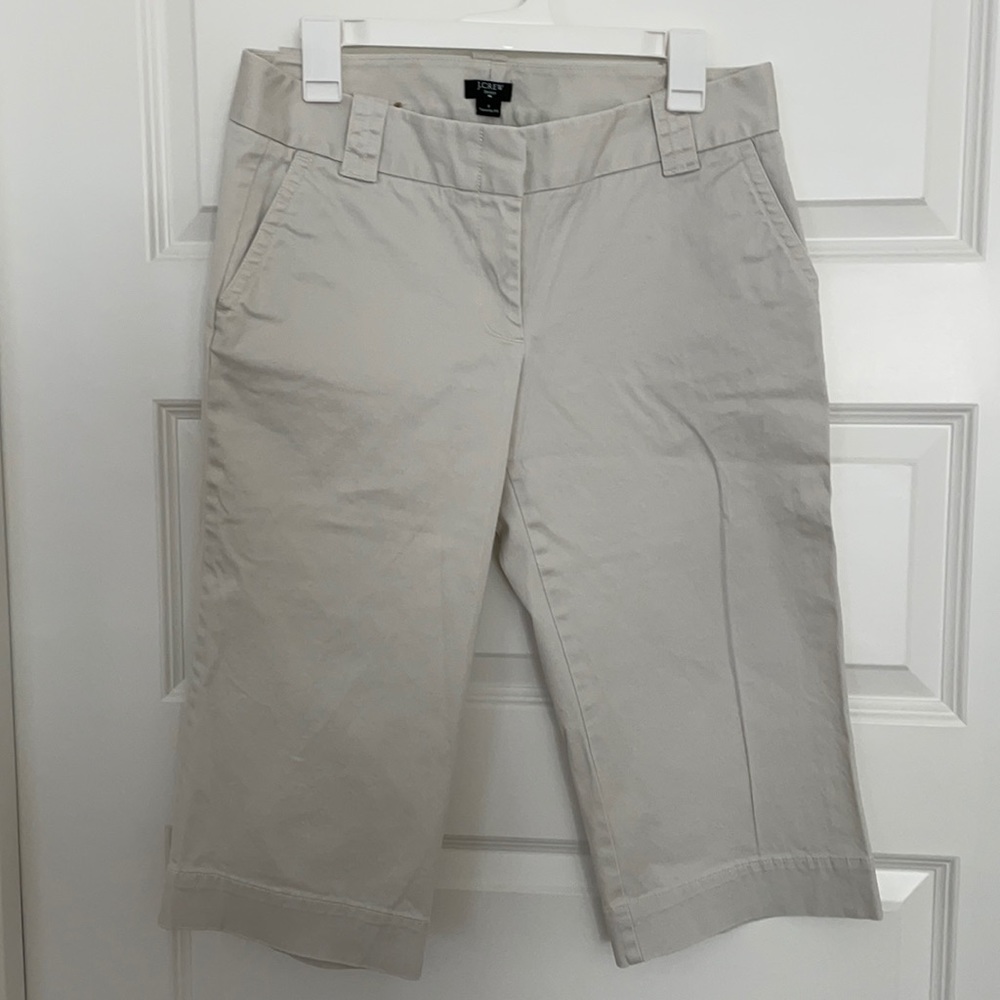 J.Crew cropped khaki pants.